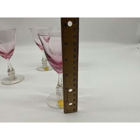Tiffin Franciscan Wisteria Pink Wine Stemware Set of 4 Vintage Glassware MCM - Picture 11 of 11